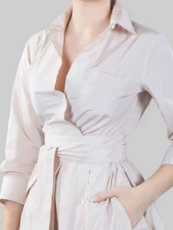 Clearance SARA ROKA ABITO CHEMISIER ELENA BEIGE E LIME CON CINTURA IN VITA Beigeelime