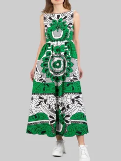 Clearance RED VALENTINO ABITO IN COTONE RICAMATO CON MOTIVO FLOREALE Verde