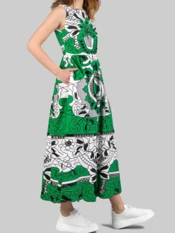 Clearance RED VALENTINO ABITO IN COTONE RICAMATO CON MOTIVO FLOREALE Verde