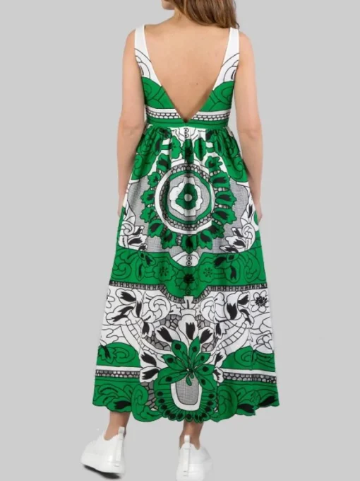 Clearance RED VALENTINO ABITO IN COTONE RICAMATO CON MOTIVO FLOREALE Verde