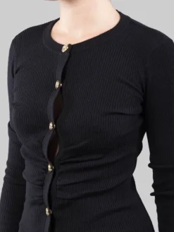 Discount PINKO ABITO LONGUETTE ADERENTE IN LANA STRETCH A COSTINE Nero
