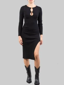 Discount PINKO ABITO LONGUETTE CON ANELLI LOVE BIRDS E SPACCO ANTERIORE Nero