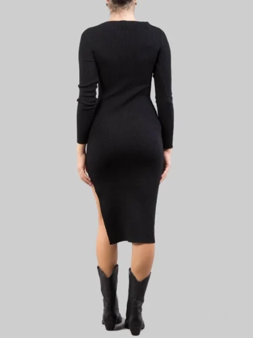 Discount PINKO ABITO LONGUETTE CON ANELLI LOVE BIRDS E SPACCO ANTERIORE Nero