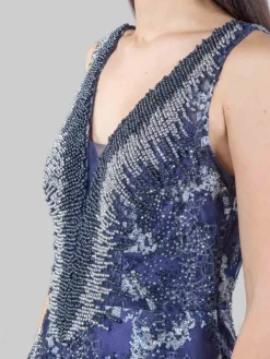 Best CARLA RUIZ ABITO LUNGO INTERAMENTE DECORATO DA RICAMI, PERLINE E STRASS Blu