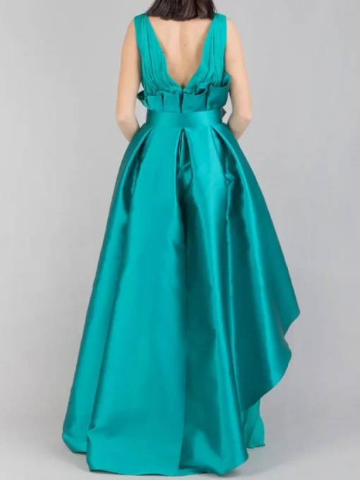Discount MANU GARCIA ABITO LUNGO IN MIKADO E CHIFFON Verde