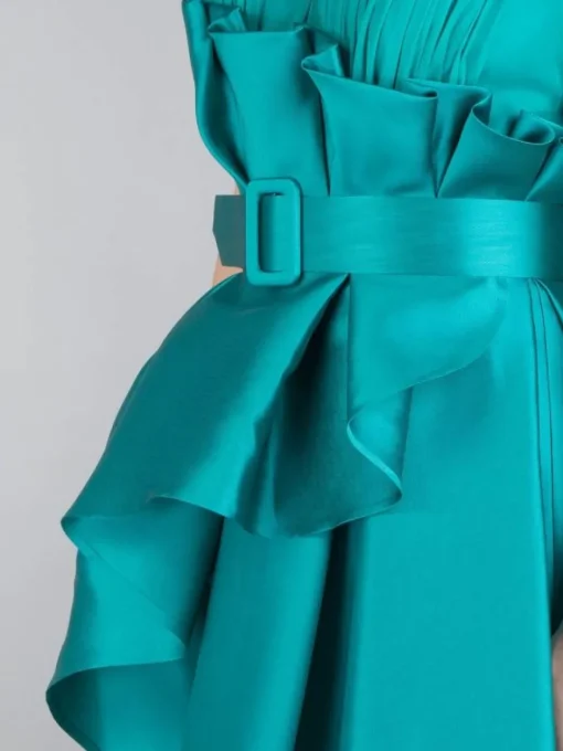 Discount MANU GARCIA ABITO LUNGO IN MIKADO E CHIFFON Verde