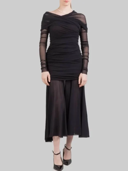 Discount PHILOSOPHY DI LORENZO SERAFINI ABITO LUNGO IN TULLE ELASTICIZZATO Nero