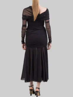 Discount PHILOSOPHY DI LORENZO SERAFINI ABITO LUNGO IN TULLE ELASTICIZZATO Nero