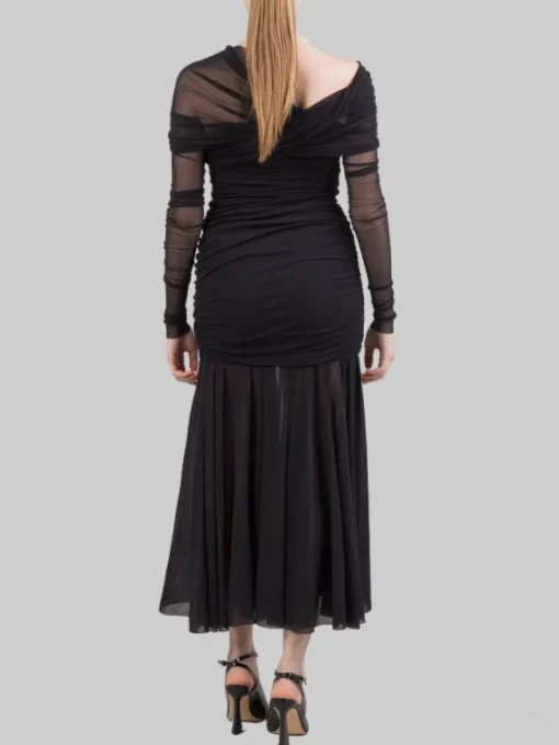 Discount PHILOSOPHY DI LORENZO SERAFINI ABITO LUNGO IN TULLE ELASTICIZZATO Nero