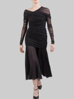 Discount PHILOSOPHY DI LORENZO SERAFINI ABITO LUNGO IN TULLE ELASTICIZZATO Nero