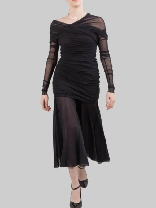 Discount PHILOSOPHY DI LORENZO SERAFINI ABITO LUNGO IN TULLE ELASTICIZZATO Nero