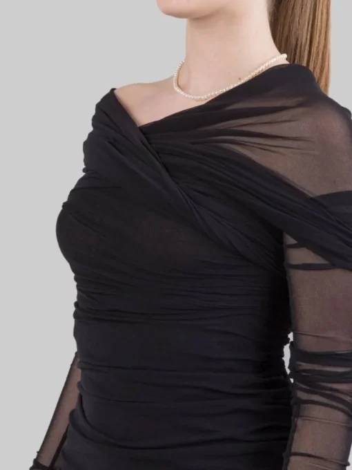 Discount PHILOSOPHY DI LORENZO SERAFINI ABITO LUNGO IN TULLE ELASTICIZZATO Nero