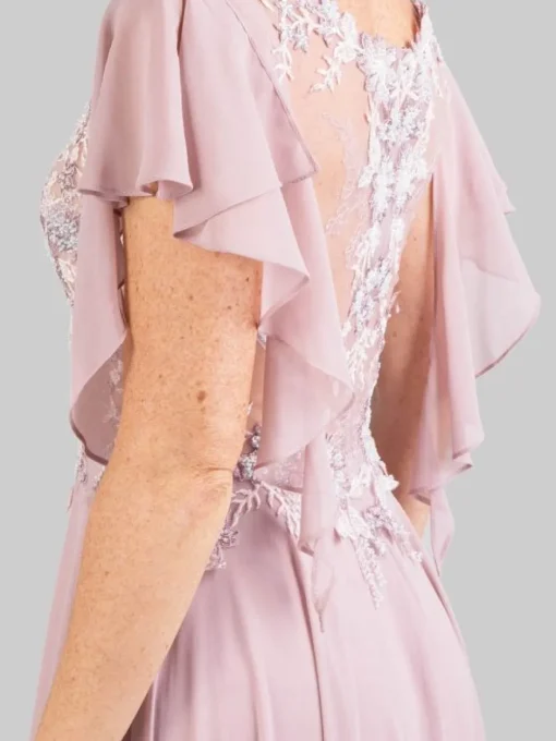 Outlet CARLA RUIZ ABITO LUNGO CON CORPETTO RICAMATO E MANICHE VOLANT Rosa