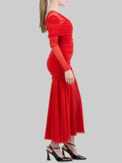 Sale PHILOSOPHY DI LORENZO SERAFINI ABITO LUNGO IN TULLE ELASTICIZZATO Rosso