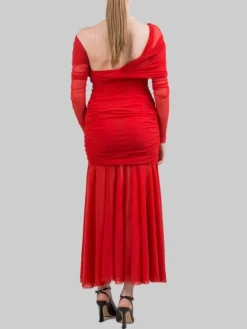 Sale PHILOSOPHY DI LORENZO SERAFINI ABITO LUNGO IN TULLE ELASTICIZZATO Rosso