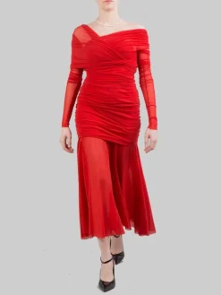 Sale PHILOSOPHY DI LORENZO SERAFINI ABITO LUNGO IN TULLE ELASTICIZZATO Rosso