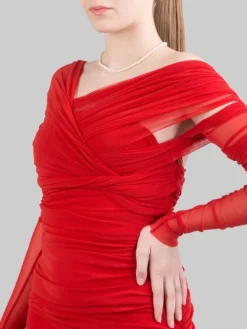 Sale PHILOSOPHY DI LORENZO SERAFINI ABITO LUNGO IN TULLE ELASTICIZZATO Rosso
