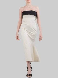 Hot PHILOSOPHY DI LORENZO SERAFINI ABITO MIDI BUSTIER IN COTONE CON RISVOLTO A CONTRASTO Avorio