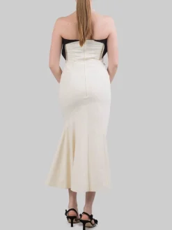 Hot PHILOSOPHY DI LORENZO SERAFINI ABITO MIDI BUSTIER IN COTONE CON RISVOLTO A CONTRASTO Avorio
