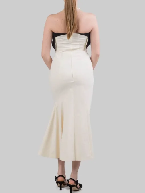 Hot PHILOSOPHY DI LORENZO SERAFINI ABITO MIDI BUSTIER IN COTONE CON RISVOLTO A CONTRASTO Avorio