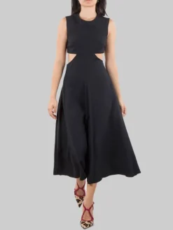 Fashion RED VALENTINO ABITO MIDI GIROCOLLO CON APERTURE LATERALI Nero