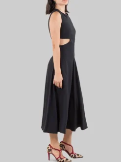 Fashion RED VALENTINO ABITO MIDI GIROCOLLO CON APERTURE LATERALI Nero