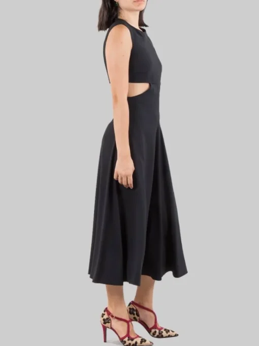 Fashion RED VALENTINO ABITO MIDI GIROCOLLO CON APERTURE LATERALI Nero