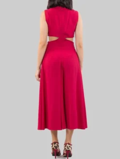 Hot RED VALENTINO ABITO MIDI GIROCOLLO SCARLATTO CON APERTURE LATERALI Rosso