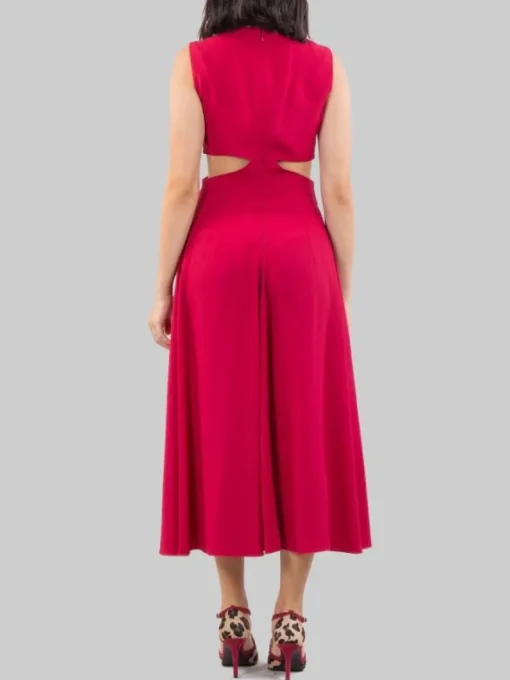 Hot RED VALENTINO ABITO MIDI GIROCOLLO SCARLATTO CON APERTURE LATERALI Rosso