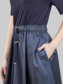 Clearance HERNO ABITO MIDI IN BIMATERIALE CON GONNA IN TAFFET· E COULISSE IN VITA Blu