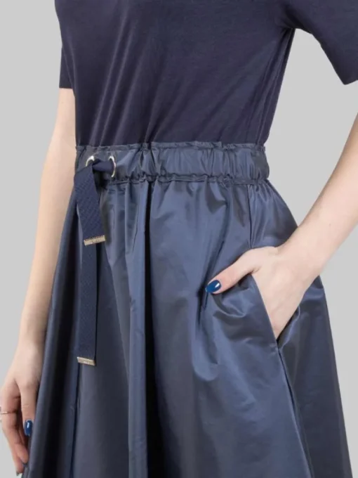 Clearance HERNO ABITO MIDI IN BIMATERIALE CON GONNA IN TAFFET· E COULISSE IN VITA Blu