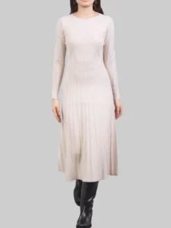 Discount D.EXTERIOR ABITO MIDI IN MAGLIA DI LANA GESSO CON LOSANGHE Ecru