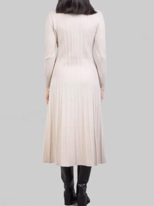 Discount D.EXTERIOR ABITO MIDI IN MAGLIA DI LANA GESSO CON LOSANGHE Ecru