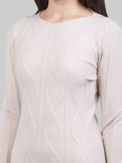 Discount D.EXTERIOR ABITO MIDI IN MAGLIA DI LANA GESSO CON LOSANGHE Ecru