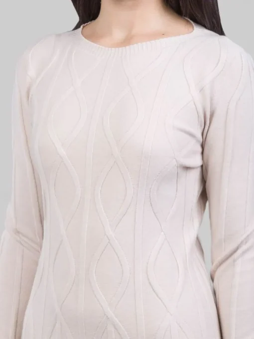 Discount D.EXTERIOR ABITO MIDI IN MAGLIA DI LANA GESSO CON LOSANGHE Ecru