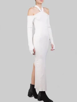 Online AKEP ABITO MIDI IN MAGLIA CON SCOLLATURA A SPALLE SCOPERTE Panna