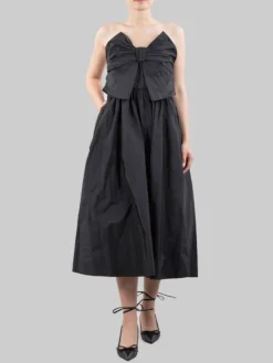 Best RED VALENTINO ABITO MIDI SENZA MANICHE IN TAFFETAS CROCCANTE CON FIOCCO ANTERIORE Nero
