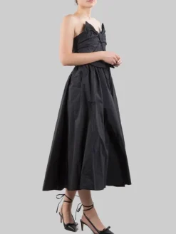 Best RED VALENTINO ABITO MIDI SENZA MANICHE IN TAFFETAS CROCCANTE CON FIOCCO ANTERIORE Nero