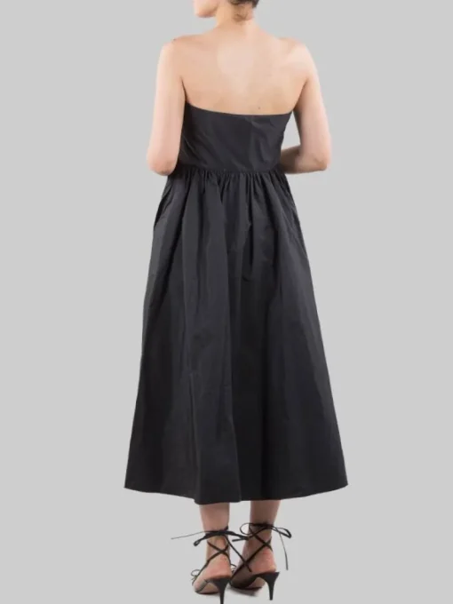 Best RED VALENTINO ABITO MIDI SENZA MANICHE IN TAFFETAS CROCCANTE CON FIOCCO ANTERIORE Nero