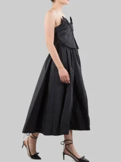 Best RED VALENTINO ABITO MIDI SENZA MANICHE IN TAFFETAS CROCCANTE CON FIOCCO ANTERIORE Nero