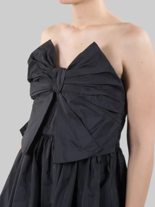 Best RED VALENTINO ABITO MIDI SENZA MANICHE IN TAFFETAS CROCCANTE CON FIOCCO ANTERIORE Nero