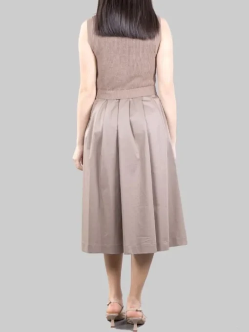 Fashion PESERICO ABITO MIDI SMANICATO TORTORA CON FILI DI PUNTI LUCE Marrone