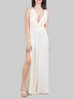 Discount HANITA ABITO TUTA CHAMPAGNE CON RUCHES ANTERIORI E SPACCHI SULLE GAMBE Bianco