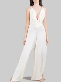Discount HANITA ABITO TUTA CHAMPAGNE CON RUCHES ANTERIORI E SPACCHI SULLE GAMBE Bianco