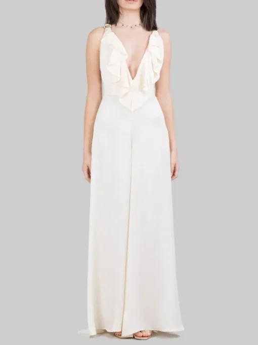 Discount HANITA ABITO TUTA CHAMPAGNE CON RUCHES ANTERIORI E SPACCHI SULLE GAMBE Bianco