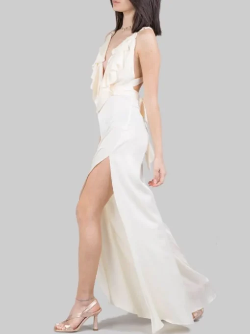 Discount HANITA ABITO TUTA CHAMPAGNE CON RUCHES ANTERIORI E SPACCHI SULLE GAMBE Bianco