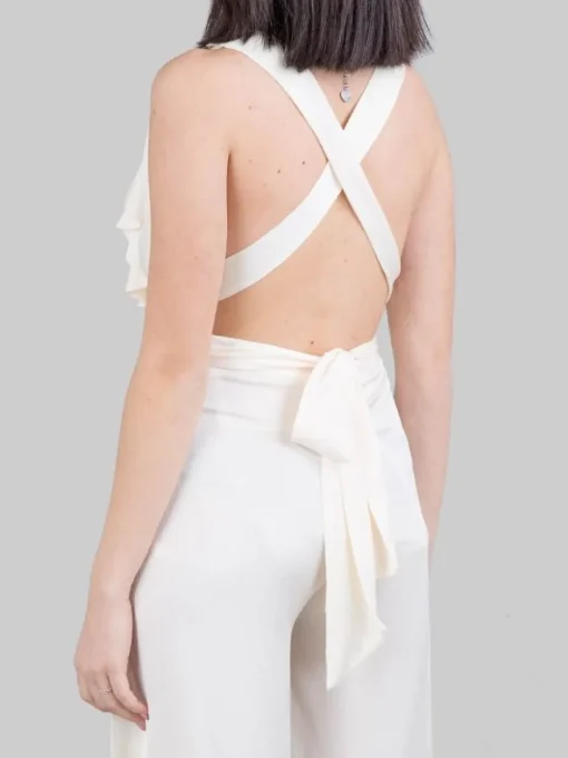 Discount HANITA ABITO TUTA CHAMPAGNE CON RUCHES ANTERIORI E SPACCHI SULLE GAMBE Bianco