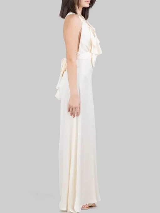 Discount HANITA ABITO TUTA CHAMPAGNE CON RUCHES ANTERIORI E SPACCHI SULLE GAMBE Bianco