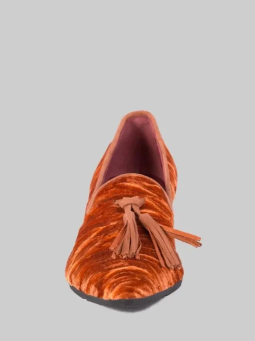 Sale THERESA BALLERINE IN VELOUR CON NAPPINE Arancio