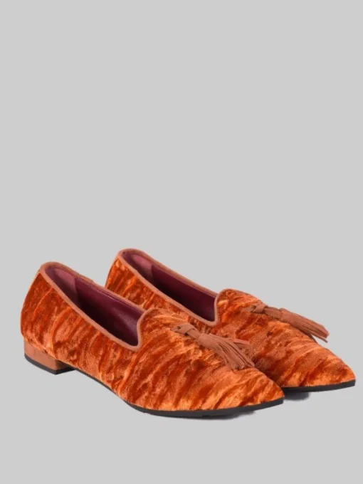 Sale THERESA BALLERINE IN VELOUR CON NAPPINE Arancio